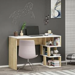 COTECOSY Bureau 3 étagères Bocinel 110cm Bois Et Blanc - Bois / Blanc -France Bureau Soldes 2022 59104342 3