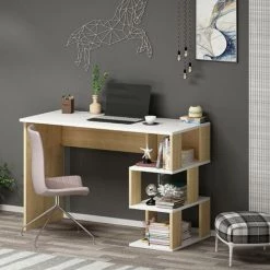 COTECOSY Bureau 3 étagères Bocinel 110cm Bois Et Blanc - Bois / Blanc -France Bureau Soldes 2022 59104342 4