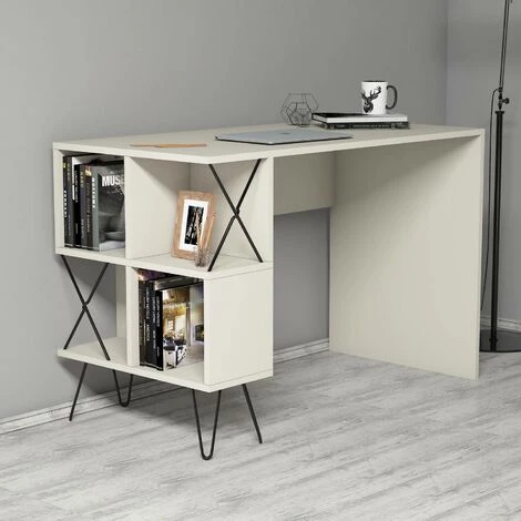 COTECOSY Bureau Cirka 120x78cm Bois Blanc Crème - Crème 3 COTECOSY Bureau Cirka 120x78cm Bois Blanc Crème - Crème