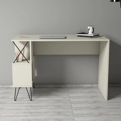 COTECOSY Bureau Cirka 120x78cm Bois Blanc Crème - Crème 4 COTECOSY Bureau Cirka 120x78cm Bois Blanc Crème - Crème – Image 2