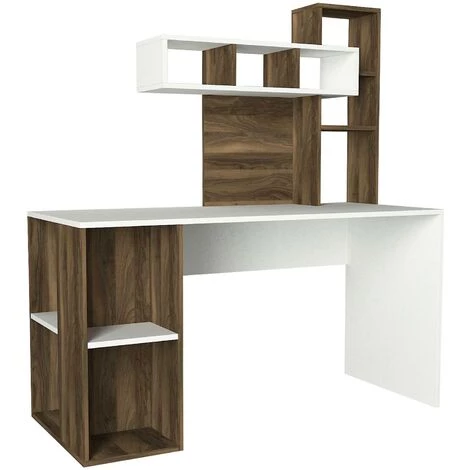 COTECOSY Bureau Avec étagère Intégré Cicero Bois Bois Foncé Et Blanc - Bois / Blanc 3 COTECOSY Bureau Avec étagère Intégré Cicero Bois Bois Foncé Et Blanc - Bois / Blanc