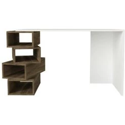 COTECOSY Bureau 4 étagères Elmer 130cm Bois Naturel Et Blanc - Blanc -France Bureau Soldes 2022 59104762 4