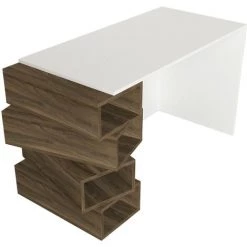 COTECOSY Bureau 4 étagères Elmer 130cm Bois Naturel Et Blanc - Blanc -France Bureau Soldes 2022 59104762 5