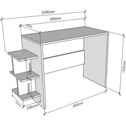 COTECOSY Bureau 3 étagères Sadia 109,6cm Bois Chêne Foncé - Chêne Foncé -France Bureau Soldes 2022 59104822 4