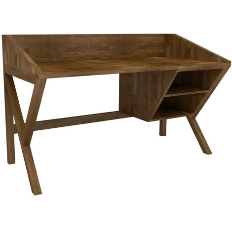 COTECOSY Bureau 2 étagères Selina 120cm Pin Massif Bois Foncé - Bois 3 COTECOSY Bureau 2 étagères Selina 120cm Pin Massif Bois Foncé - Bois