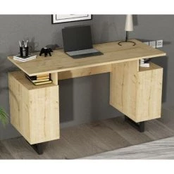 COTECOSY Bureau 2 Portes Hester 120cm Chêne Clair - Chêne Clair -France Bureau Soldes 2022 59104883 4