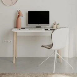 COTECOSY Bureau Adam 120cm Bois Blanc Et Gris - Gris -France Bureau Soldes 2022 59105009 3