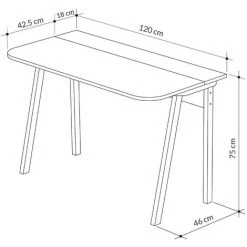 COTECOSY Bureau Adam 120cm Bois Blanc Et Gris - Gris -France Bureau Soldes 2022 59105009 5