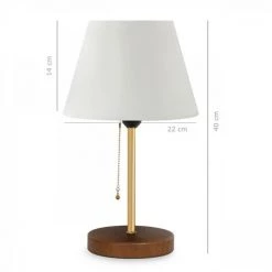 COTECOSY Lampe à Poser Virasta H40cm Bois, Métal Or Et Tissu Blanc Crème - Crème -France Bureau Soldes 2022 59105105 4