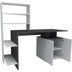 COTECOSY Bureau, Armoire Et étagère Kasini Bois Blanc Et Anthracite - Blanc / Gris 10 COTECOSY Bureau, Armoire Et étagère Kasini Bois Blanc Et Anthracite - Blanc / Gris -France Bureau Soldes 2022 59105394 4