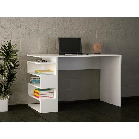 COTECOSY Bureau 4 étagères Judy 120cm Bois Blanc - Blanc 4 COTECOSY Bureau 4 étagères Judy 120cm Bois Blanc - Blanc – Image 2