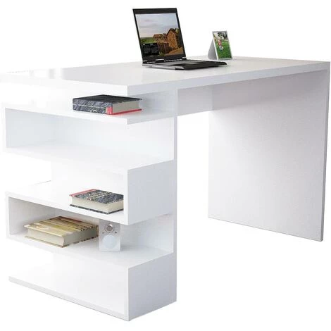 COTECOSY Bureau 4 étagères Judy 120cm Bois Blanc - Blanc 5 COTECOSY Bureau 4 étagères Judy 120cm Bois Blanc - Blanc – Image 3