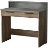 COTECOSY Bureau 1 Tiroir Manolo Bois Marron Et Effet Ciment Gris - Bois / Gris