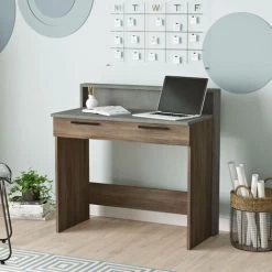 COTECOSY Bureau 1 Tiroir Manolo Bois Marron Et Effet Ciment Gris - Bois / Gris 10 COTECOSY Bureau 1 Tiroir Manolo Bois Marron Et Effet Ciment Gris - Bois / Gris -France Bureau Soldes 2022 59105755 4