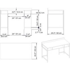 COTECOSY Bureau 3 étagères Plinio 119,5x65,2cm Bois Métal Blanc - Blanc 9 COTECOSY Bureau 3 étagères Plinio 119,5x65,2cm Bois Métal Blanc - Blanc -France Bureau Soldes 2022 59105766 4