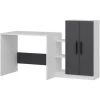 COTECOSY Bureau Complet Avec étagères Et Placard Marot Blanc Et Gris - Blanc / Gris -France Bureau Soldes 2022 59105894 1