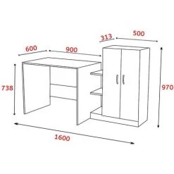 COTECOSY Bureau Complet Avec étagères Et Placard Marot Blanc Et Gris - Blanc / Gris -France Bureau Soldes 2022 59105894 5