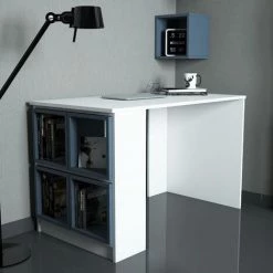 COTECOSY Ensemble Bureau Et 5 Niches Officila Blanc Et Bleu - Bleu -France Bureau Soldes 2022 59106009 2