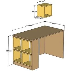 COTECOSY Ensemble Bureau Et 5 Niches Officila Blanc Et Bleu - Bleu -France Bureau Soldes 2022 59106009 5