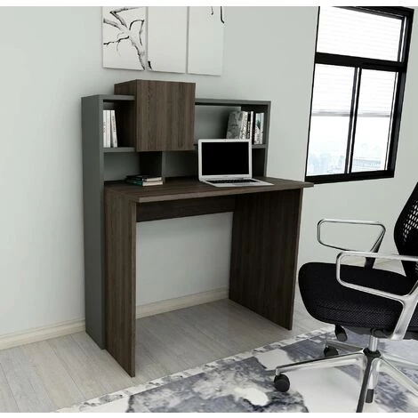 COTECOSY Bureau Avec étagère Mabel 93,6cm Bois Et Anthracite - Bois 4 COTECOSY Bureau Avec étagère Mabel 93,6cm Bois Et Anthracite - Bois – Image 2