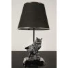 COTECOSY Lampe à Poser Hibou Et Livre Replica D24xH44cm Tissu Noir Et Métal Argent - Argent
