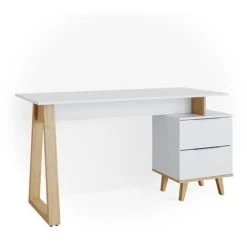 Bureau „Neptune L“ Blanc/Chêne Clair Vicco