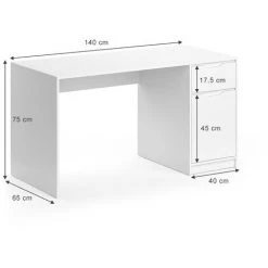 Bureau „Ruben“ 140cm Blanc Vicco -France Bureau Soldes 2022 59119781 3