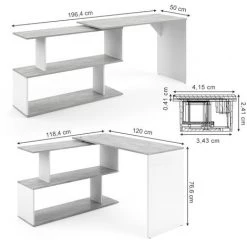 Bureau En Angle „Levia“ Béton /Blanc Avec Station De Recharge USB Vicco -France Bureau Soldes 2022 59119805 3