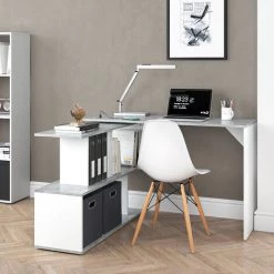 Bureau En Angle „Levia“ Béton /Blanc Avec Station De Recharge USB Vicco -France Bureau Soldes 2022 59119805 4