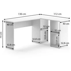 Bureau D'angle „Carlo“ Blanc Vicco -France Bureau Soldes 2022 59119908 3