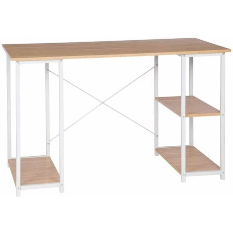 HELLOSHOP26 Bureau Adulte Avec Bibliothèques 120 Cm MDF Blanc Chêne Clair - Beige 3 HELLOSHOP26 Bureau Adulte Avec Bibliothèques 120 Cm MDF Blanc Chêne Clair - Beige
