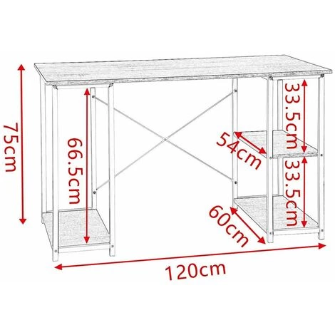HELLOSHOP26 Bureau Adulte Avec Bibliothèques 120 Cm MDF Blanc Chêne Clair - Beige 5 HELLOSHOP26 Bureau Adulte Avec Bibliothèques 120 Cm MDF Blanc Chêne Clair - Beige – Image 3