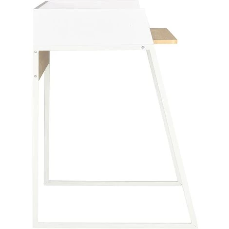 INLIFE Bureau Blanc Et Chêne 90 X 60 X 88 Cm - Blanc 5 INLIFE Bureau Blanc Et Chêne 90 X 60 X 88 Cm - Blanc – Image 3