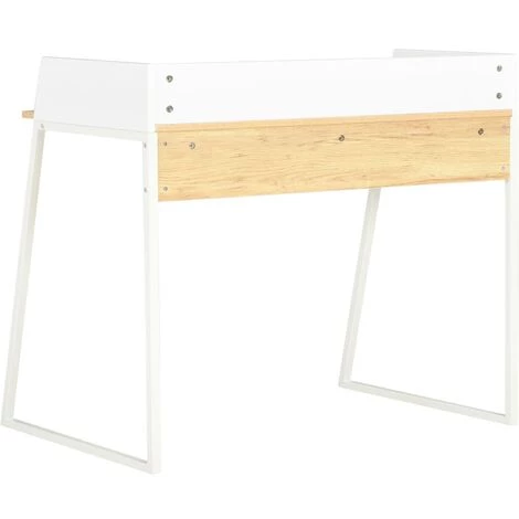 INLIFE Bureau Blanc Et Chêne 90 X 60 X 88 Cm - Blanc 6 INLIFE Bureau Blanc Et Chêne 90 X 60 X 88 Cm - Blanc – Image 4