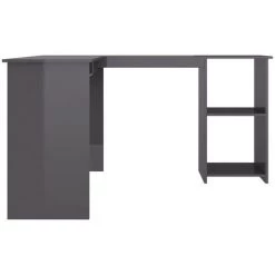 INLIFE Bureau D'angle Forme De L Gris Brillant 120x140x75cm Aggloméré - Gris -France Bureau Soldes 2022 59171881 5