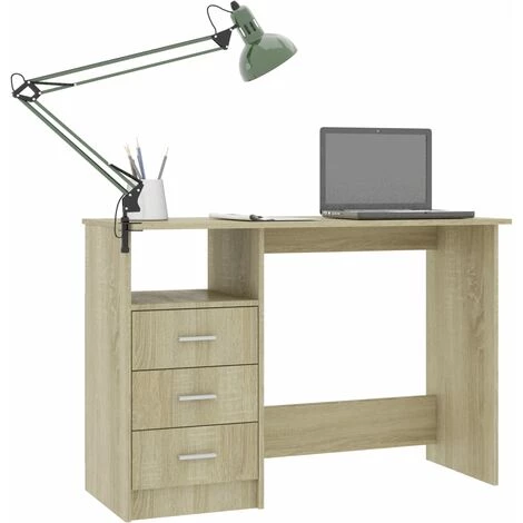 INLIFE Bureau Avec Tiroirs Chêne Sonoma 110x50x76 Cm Aggloméré - Brun 5 INLIFE Bureau Avec Tiroirs Chêne Sonoma 110x50x76 Cm Aggloméré - Brun – Image 3