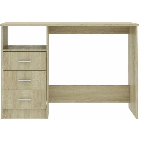 INLIFE Bureau Avec Tiroirs Chêne Sonoma 110x50x76 Cm Aggloméré - Brun 6 INLIFE Bureau Avec Tiroirs Chêne Sonoma 110x50x76 Cm Aggloméré - Brun – Image 4