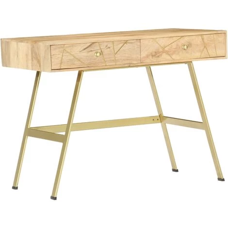 INLIFE Bureau Avec Tiroirs 100x55x75 Cm Bois Solide De Manguier - Brun 3 INLIFE Bureau Avec Tiroirs 100x55x75 Cm Bois Solide De Manguier - Brun