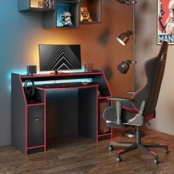 Table D'ordinateur „Joel“ 123cm Noir/Rouge Vicco -France Bureau Soldes 2022 59175114 4