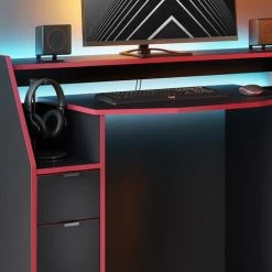 Table D'ordinateur „Joel“ 123cm Noir/Rouge Vicco -France Bureau Soldes 2022 59175114 5