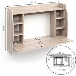 Bureau Mural "Max" Sonoma Avec Station De Chargement USB Vicco -France Bureau Soldes 2022 59244418 3
