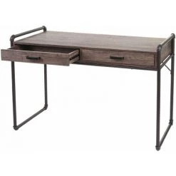 DéCOSHOP26 Bureau Table D'ordinateur Design Industriel 75x120x60cm Aspect Chêne Marron - Marron