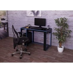 DéCOSHOP26 Bureau Table De Bureau Pour Ordinateur 120x60x76cm En MDF Noir Et Bleu - Noir -France Bureau Soldes 2022 59503407 4
