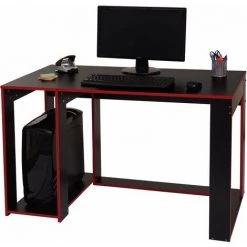 DéCOSHOP26 Bureau Table De Bureau Pour Ordinateur 120x60x76cm En MDF Noir/rouge - Noir -France Bureau Soldes 2022 59503514 5