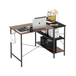 JOORRT Bureau En Forme De L, Table D’Angle Avec étagère De Rangement , Table D’étude, Table Informatique, 120x90x75.5cm -France Bureau Soldes 2022 59603535 4