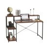 JOORRT Bureau D'ordinateur Avec étagères De Rangement, Table D’étude, Bureau Bois Et Métal137.5 X 60 X 92.5 CM(Brun)