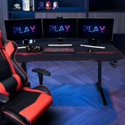 Devoko Bureau Gaiming 140 Cm Bureau Gamer Informatique Table Avec Porte-Boisson Et Porte-Casque Noir -France Bureau Soldes 2022 59657422 2
