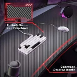 Devoko Bureau Gaiming 140 Cm Bureau Gamer Informatique Table Avec Porte-Boisson Et Porte-Casque Noir -France Bureau Soldes 2022 59657422 5