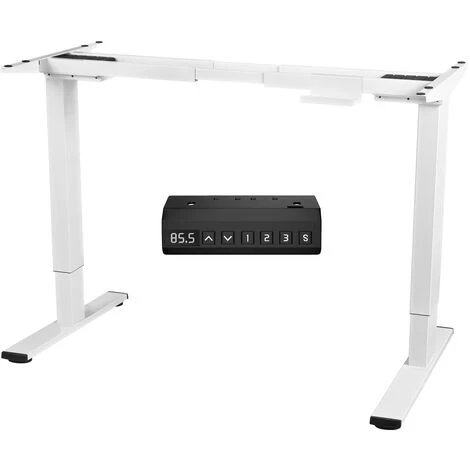 Devoko Cadre Bureau Réglable En Hauteur à 2 Moteurs, Cadre De Table Bureau Assis Debout, Panneau Avec 3 Claviers à Mémoire, Charge Maximale : 100 Kg Blanc 3 Devoko Cadre Bureau Réglable En Hauteur à 2 Moteurs, Cadre De Table Bureau Assis Debout, Panneau Avec 3 Claviers à Mémoire, Charge Maximale : 100 Kg Blanc