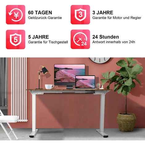 Devoko Cadre Bureau Réglable En Hauteur à 2 Moteurs, Cadre De Table Bureau Assis Debout, Panneau Avec 3 Claviers à Mémoire, Charge Maximale : 100 Kg Blanc 5 Devoko Cadre Bureau Réglable En Hauteur à 2 Moteurs, Cadre De Table Bureau Assis Debout, Panneau Avec 3 Claviers à Mémoire, Charge Maximale : 100 Kg Blanc – Image 3